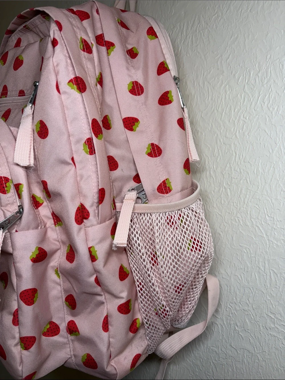 Jansport Pink Strawberry Print Kids Backpack